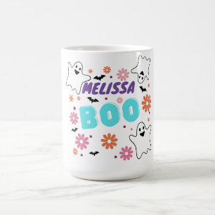 Aanpasbaar Retro Boo Halloween Bloemendesign Koffiemok