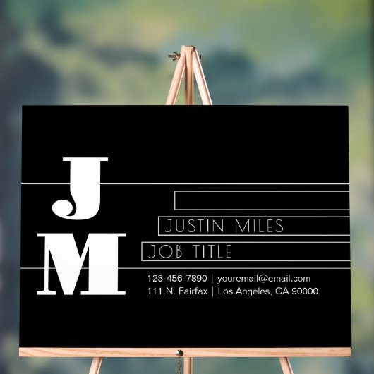 Aanpasbaar retro-modern zwart-wit monogram acryl bord (Neutraal)