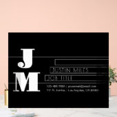 Aanpasbaar retro-modern zwart-wit monogram acryl bord (Huwelijk)