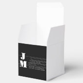 Aanpasbaar retro-modern zwart-wit monogram bedankdoosjes (Geopend)