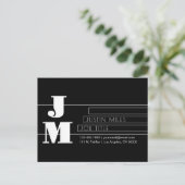 Aanpasbaar retro-modern zwart-wit monogram briefkaart (Staand voorkant)