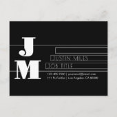 Aanpasbaar retro-modern zwart-wit monogram briefkaart (Voorkant)