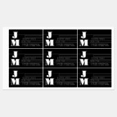 Aanpasbaar retro-modern zwart-wit monogram labels (Vel)