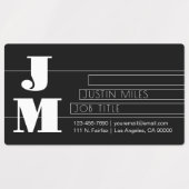 Aanpasbaar retro-modern zwart-wit monogram labels (Design 1)