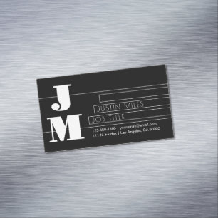 Aanpasbaar Retro-modern zwart-wit monogram Magnetisch Visitekaartje