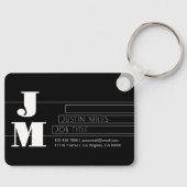 Aanpasbaar retro-modern zwart-wit monogram sleutelhanger (Voorkant)