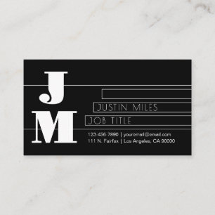 Aanpasbaar Retro-modern zwart-wit monogram Visitekaartje