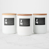 Aanpasbaar Retro-modern zwart-wit monogram Voedselcontainer Etiket (Flessen)