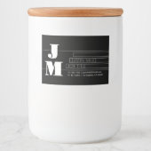 Aanpasbaar Retro-modern zwart-wit monogram Voedselcontainer Etiket (Voorkant)