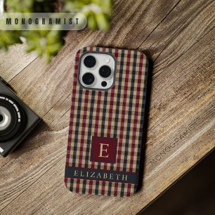 Aanpasbaar rood groen bruin geruit patroon iPhone 15 pro max case