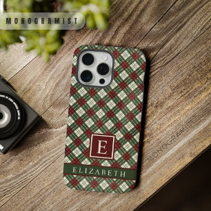 Aanpasbaar rood groen wit geruit patroon iPhone 15 pro max case