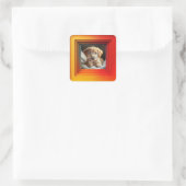 Aanpasbaar rood-oranje zonsondergang verloopframe vierkante sticker (Tas)