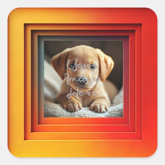 Aanpasbaar rood-oranje zonsondergang verloopframe vierkante sticker (Voorkant)