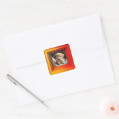 Aanpasbaar rood-oranje zonsondergang verloopframe vierkante sticker (Envelop)