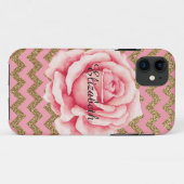 Aanpasbaar roze en goudvormig Roos Glitter Case-Mate iPhone Case (Achterkant (horizontaal))
