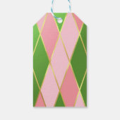 Aanpasbaar Roze & Groen Argyle Cadeaulabel (Achterkant)