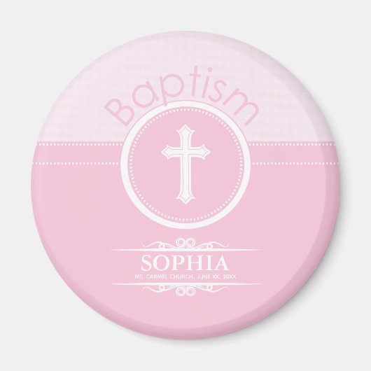 Aanpasbaar, Roze Meisje Kind van God Doop Magneet (Voorkant)