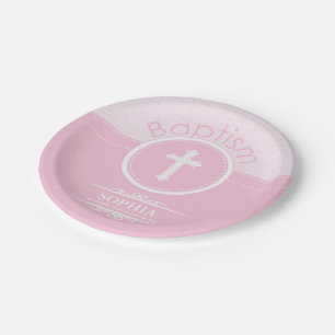 Aanpasbaar, Roze Meisje Kind van God Doop Papieren Bordje