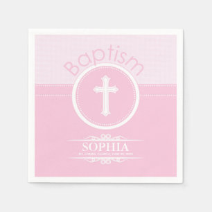 Aanpasbaar, Roze Meisje Kind van God Doop Servet