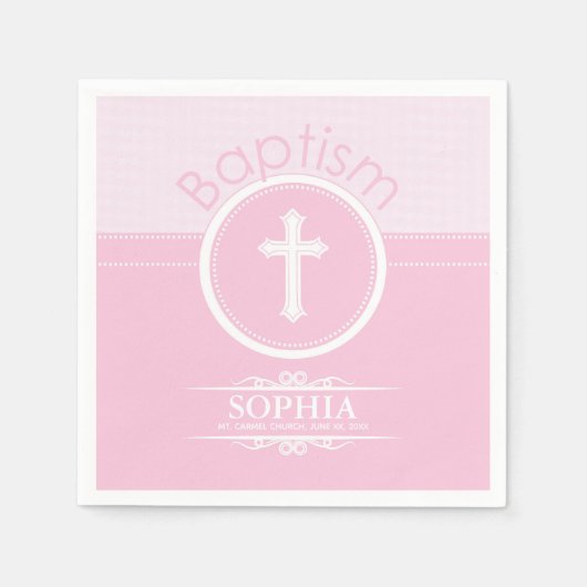 Aanpasbaar, Roze Meisje Kind van God Doop Servet (Voorkant)