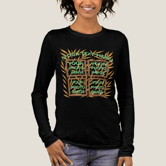 Aanpasbaar Rustiek Blad Collage Lange Mouwen Shirt (Voorkant)
