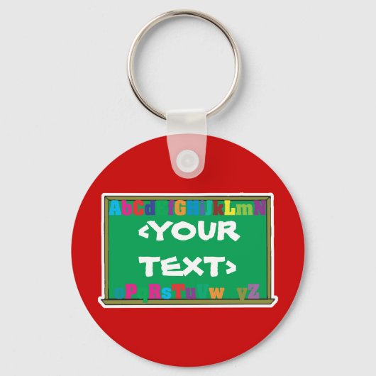 Aanpasbaar schoolbord, <YOURTEXT> Sleutelhanger (Voorkant)