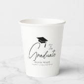 Aanpasbaar script zwart-wit afstudeerfeest 8oz papieren bekers (Achterkant)