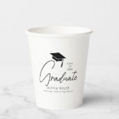 Aanpasbaar script zwart-wit afstudeerfeest 8oz papieren bekers (Voorkant)
