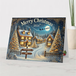 Aanpasbaar Snowy Christmas Village ontwerp Kaart