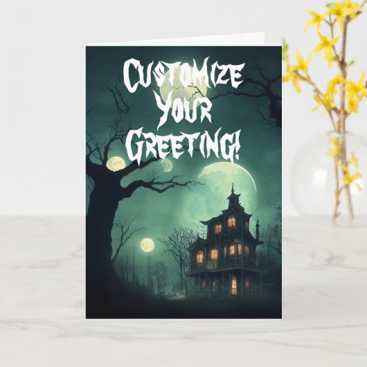 Aanpasbaar spookhuis gevouwen kaart (Gele Bloem)
