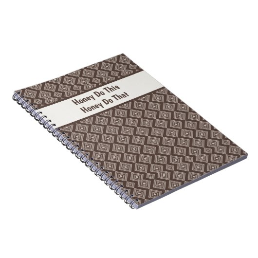 Aanpasbaar Stijlvol Bruin Geometrisch Patroon  Notitieboek (Rechterzijde)