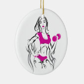 Aanpasbaar teken met lipstick - Roze Keramisch Ornament (Rechts)