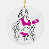 Aanpasbaar teken met lipstick - Roze Keramisch Ornament (Voorkant)