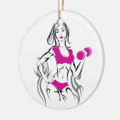 Aanpasbaar teken met lipstick - Roze Keramisch Ornament (Links)