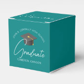 Aanpasbaar Turquoise Modern Afstudeerfeest Bedankdoosjes (Voorkant Zijde)