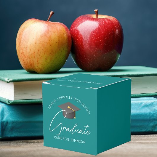 Aanpasbaar Turquoise Modern Afstudeerfeest Bedankdoosjes
