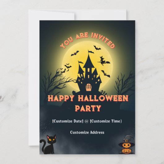 Aanpasbaar U bent uitgenodigd Halloweenfeest Kaart (Voorkant)