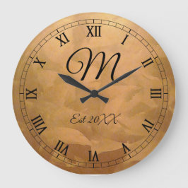 Aanpasbaar Verjaardags Monogram Koper Metaalachtig Grote Klok