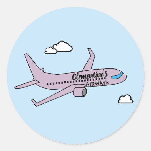 Aanpasbaar vliegtuig  ronde sticker (Voorkant)