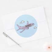 Aanpasbaar vliegtuig  ronde sticker (Envelop)
