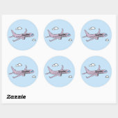 Aanpasbaar vliegtuig  ronde sticker (Vel)