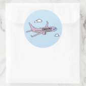 Aanpasbaar vliegtuig  ronde sticker (Tas)