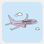 Aanpasbaar vliegtuig vierkante sticker (Voorkant)