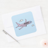 Aanpasbaar vliegtuig vierkante sticker (Envelop)