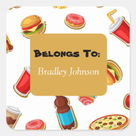 Aanpasbaar voedselthema Behoort aan stickerpakket Vierkante Sticker