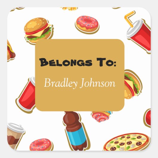 Aanpasbaar Voedselthema Behoort Tot Sticker Set (Voorkant)