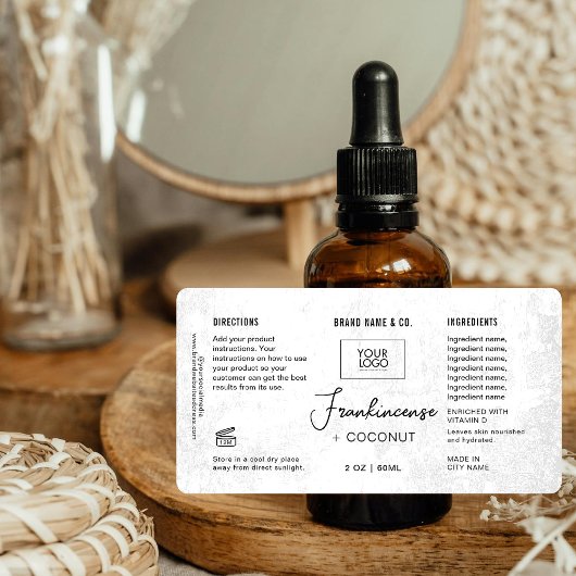 Aanpasbaar wit rustiek label voor product