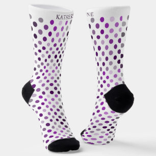 Aanpasbaar wit violet paarse polkadot ontwerp sokken
