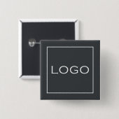 Aanpasbaar zakelijk logo op koolstofgrijs vierkante button 5,1 cm (Voorkant /achterkant)