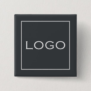 Aanpasbaar zakelijk logo op koolstofgrijs vierkante button 5,1 cm